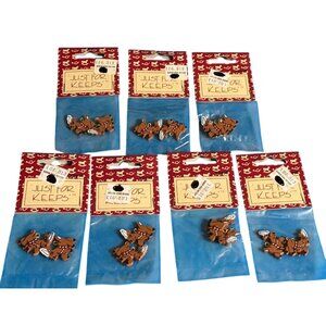 Lot of 7 Just For Keeps Reindeer 2-Piece Christmas Holiday Crafts 0.75" Tall